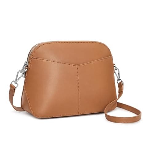 S-ZONE Crossbody Bags for Women Trendy Small Cross Body Purse for Woman Vegan Leather Designer Shoulder Bag Travel Everyday Light Brown - Image 1