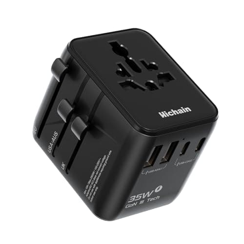 Hichain International Power Adapter 35W, Universal Travel Adapter 7-in-1 Worldwide Plug Power International Charger for Business Travelers Vacationers, Fast Charging for iPhone 17/16, Tablets, GoPro - Image 1