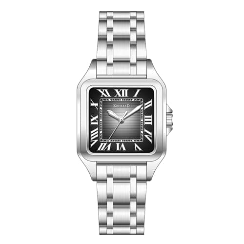 KNISKRED Classic Square Watch for Men with Vintage Roman Numeral and Solid Stainless Steel Band (Gradient Black) - Image 1