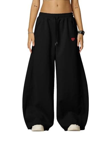 Aelfric Eden Super Baggy Barrel Sweatpants Casual Wide Leg Pants Elastic Waist Lantern Trouser Unisex Black Small