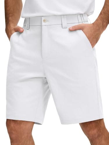 JEMLDL Men's Golf Shorts 9 Inch Elastic Waistband Casual Shorts for Men with 4 Pockets Quick Dry Breathable White X-Large - Image 1