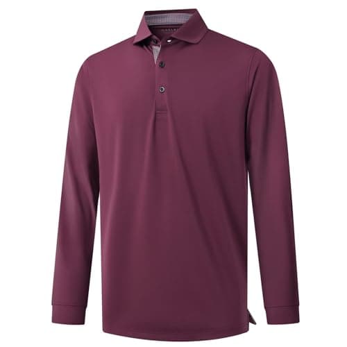 M MAELREG Mens Golf Shirts Quick Dry Regular Fit Sport Casual Solid Mens Long Sleeve Polo Shirts - Image 1