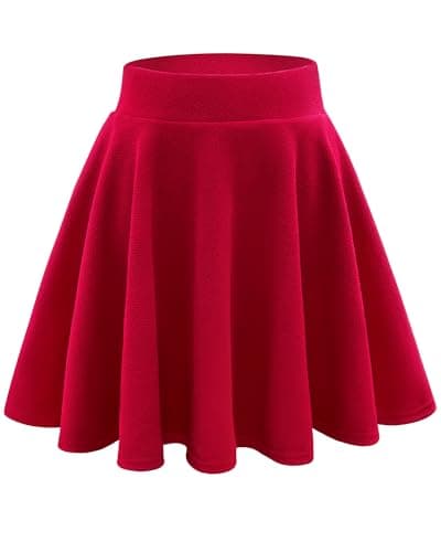 Stelle Girls Skirt Casual Flare Plain Pleated Stretch Waist Skater Skirts Uniform Skorts with Built in Shorts 5-15 Years Red - Image 1