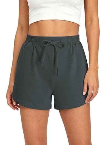 KISSMODA Women High Rise Stretch Shorts Adjustable Drawstring Casual Walking Gym Loungewear Bottoms Darkgray XS - Image 1