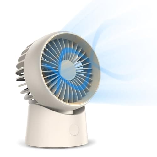 Minthouz Desktop Circulating Fan, Small Portable Compact USB-C Rechargeable Battery Powered, 2000mAh, 3 Speeds, 90° Adjustable horizontal, Quiet Personal Fan for Bedroom, Office, Living Room, Outdoors - Image 1