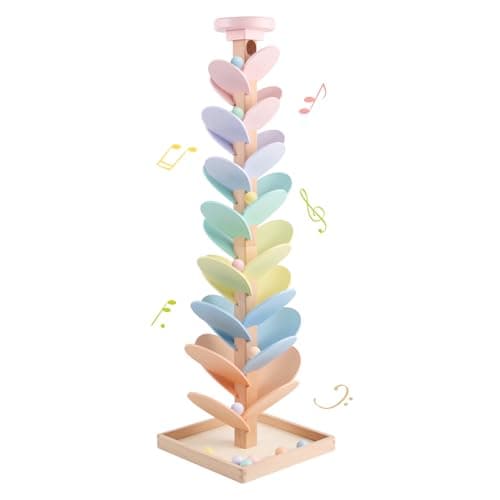 Wooden Marble Run Ball Drop Montessori Toys for Toddlers 4-8 Boys Girls Kids Wood Music Tree Marble Ball Run Game 3-5 8-12 Years Old Learning Color Sorting Sensory Toys Birthday Gift (Height: 28")