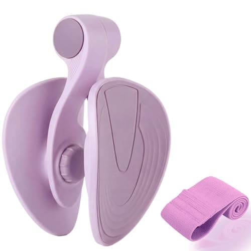 35lb Fixed-Resistance Inner Thigh Exerciser + 39LB Fabric Resistance Band | Balanced Center-of-Gravity Hip & Leg Trainer Kit for Men & Women | Portable Home Gym Lower Body Workout Equipment (Purple) - Image 1