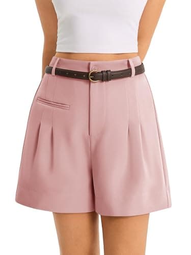 Cicy Bell Womens Wide Leg Dressy Shorts Casual Summer High Waisted Tailored Work Suits Shorts Pink - Image 1