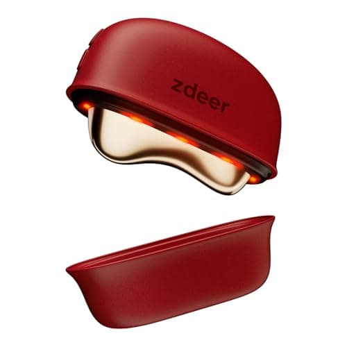 ZDEER GS5 Brass Heated Electric Gua Sha Facial Sculpting Tool with Vibration, Women's Facial Massager, LED Red Light Therapy for Neck & Face, Skin Firming Device, Premium Birthday Gift for Women, Red - Image 1