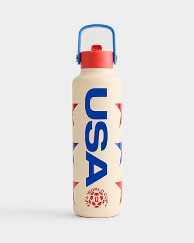 Atelier Sportif Drib 24oz Insulated Water Bottle, FIFA World Cup 2026 Edition – Performance Stainless Steel Insulated Bottle with Quiet Leak-Proof Straw Lid (USA - National Icons) - Image 1