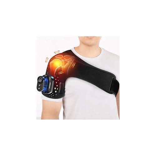 WNH Cordless Shoulder Heating Pad with Massage, Magnetic Detachable Remote Control, 5 Heat & 5 Vibration Modes, 3 Auto Shut-Off Timer, Adjustable Heated Shoulder Wrap for Men Women (Black) (XXL) - Image 1