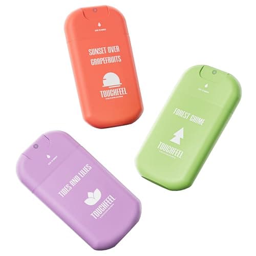 TOUCHFEEL Power Mist Hand Sanitizer Spray, Scented Hydrating Hand Sanitizers Travel Size Refillable, Pocket Portable 3-Pack (Forest Chime, Tides and Lilies, Sunset over Grapefruits) 0.93Fl Oz Each - Image 1