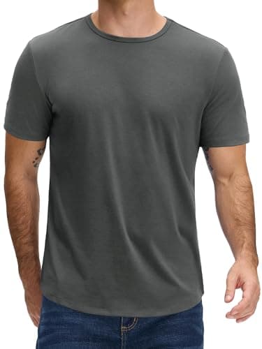 JEMLDL T-Shirts for Men Short Sleeve Undershirts Summer Casual Cooling Shirts Plain Tshirts Dark Gray S - Image 1
