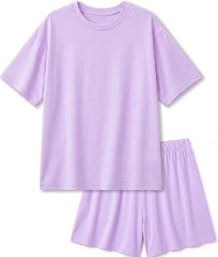 Petite&Me Girls Viscose from Bamboo Pajama Set Buttery Soft T-Shirt and Shorts Sleepwear Summer Pajamas for Kids & Teens Lavender - Image 1