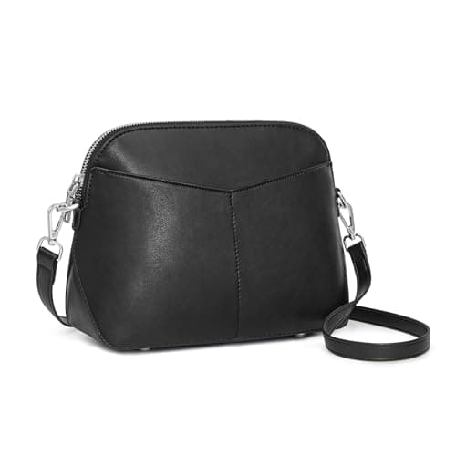 S-ZONE Crossbody Bags for Women Trendy Small Cross Body Purse for Woman Vegan Leather Designer Shoulder Bag Travel Everyday Black - Image 1
