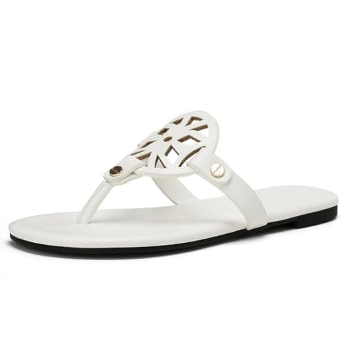 Stratuxx Kaze Flip Flops for Women with Memory Foam, Women's Flat Sandals Dressy Slide Sandals Comfortable Slippers for Women White sandals - Image 1