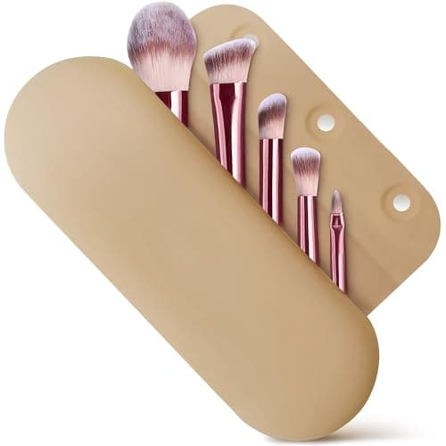 Silicone Makeup Brush Holder Travel – Stylish Silicone Make Up Bag 8.3 in, Travel Makeup Bag for Brushes, Easy-to-Clean Waterproof Case, Fits Purse or Tote, Magnetic Clips, Sturdy Brush Organizer - Image 1