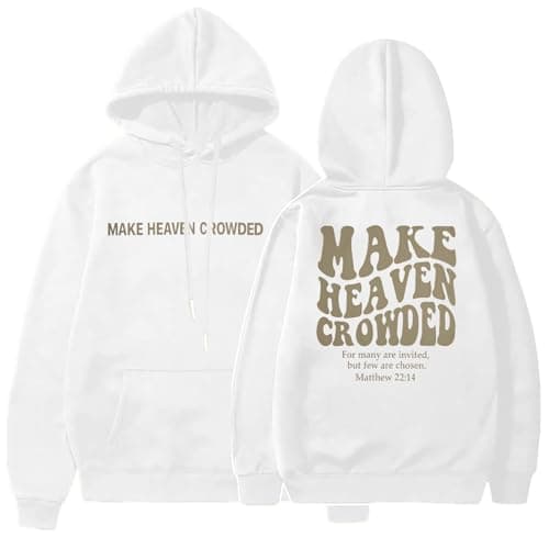 JINTING Christian Hoodies Women Make Heaven Crowded Sweatshirt Religious God Pullover Inspirational Long Sleeve Tops White - Image 1