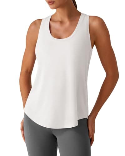G4Free Gym Tops for Women Razor Back Loose Workout Tanks Yoga Running Tennis Athletic Top (Pure White,S) - Image 1