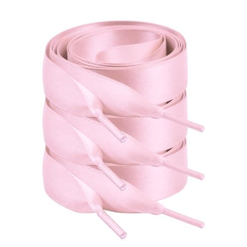 Ciormis Ribbon Shoelaces 3 Pairs - Satin Bow Laces for Women, Decorative Flat Shoe Laces for Sneakers Wedding Party, 3/4" Wide 55" (Pink) - Image 1