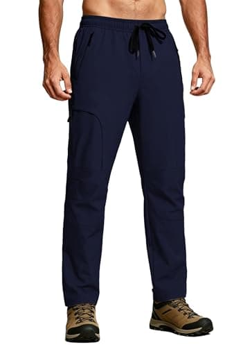 AGVNG Mens Hiking Pants Lightweight Quick Dry Waterproof UPF 50+ Work Cargo Pants 5 Pockets Elastic Waist Drawstring Cuff Casual Athletic Golf Travel Jogging Navy Blue XL - Image 1