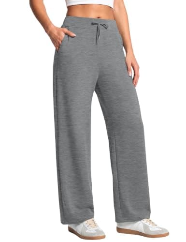 LOMON Womens Wide Leg Sweatpants High Waisted Drawstring Lounge Joggers Loose Comfy Baggy Sweat Pants for Women Deep Grey S - Image 1