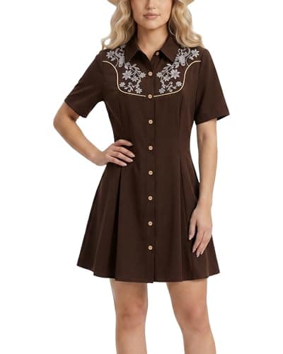 Western Dresses for Women Vintage Cowgirl Dresses Casual Floral Dress Lightweight Country Style Dress for Daily Concert - XXL - Image 1