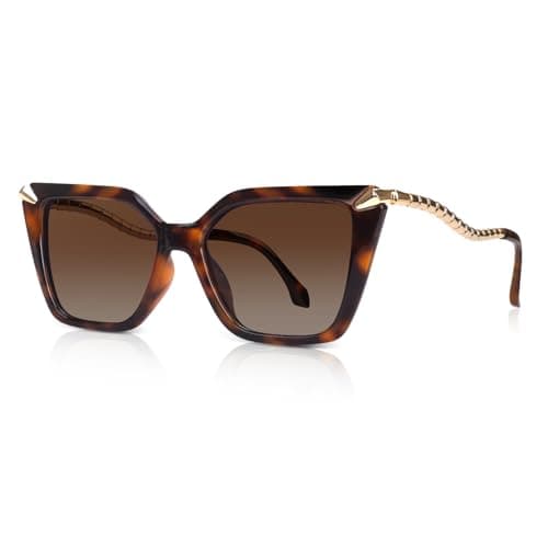 DrRelax Big Square Sunglasses Womens Retro Polarized Sun Glasses with Metal UV 400 Protection - Image 1