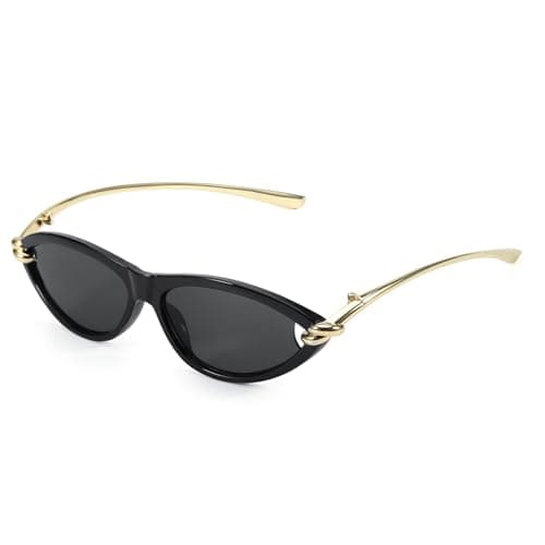 DreamCalf Trendy Cat Eye Women's Sunglasses with Gold Accents, Vintage Cateye Sun Glasses for Daily & Vacation Wear - Image 1