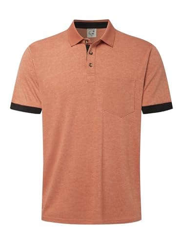 Hardaddy Men's Business Casual Golf Polo Shirt with Pocket Work Tops with Collar Short Sleeve Stylish Summer Contrast Color Basic Pullover Tee Slim Fit Orange Brown M - Image 1
