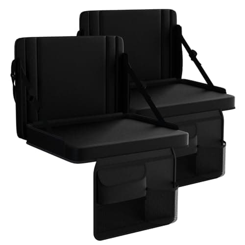 Stadium Seats with Back Support 2PACKS Adjustable Bleacher Chairs with Back and Cushion Bleacher Seat with Cup Holder, Carry Handle & Shoulder Strap for Outdoor Sports Events, Picnics,Large Black