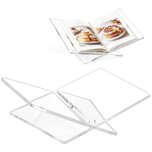 Clear Acrylic Book Stand 12.5" x 9.5" x 5.7”, 8 mm Open Bookstand, Coffee Table Book Stand, Large Book Display Stand for Cookbooks, Bibles, Art Books, Recipe Books, Photo Albums, Desk Reading - Image 1