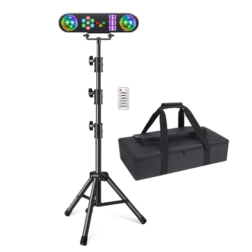 Telbum DJ Lights with Stand, 5 in 1 LED Party Bar Light Sound Activated DJ Stage Light Package, Rotating Disco Ball,Multiple Pattern Effect,UV & Strobe,Indoor for Wedding Gig Live Band Club Show Event - Image 1