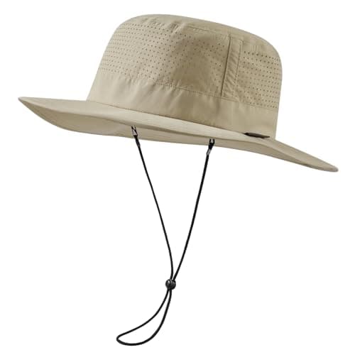 UVSAI UPF 50+ Bucket Sun Hat with Laser Perforated Mesh Cooling Adjustable Breathable Lightweight for Outdoor Men Women Khaki - Image 1