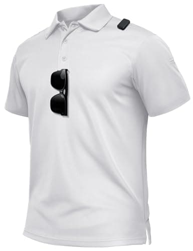 TACVASEN Polo Shirts for Men Dry Fit Short Sleeve Performance Collared Shirt Light UPF 50+ Tactical Work Golf Polos White, 2XL - Image 1