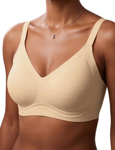Yashelle Women Wireless Minimizer Bras Full Coverage Jelly Bra Beige - Image 1