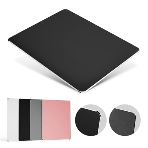 HONKID Hard Metal Mouse Pad for Desk, Aluminum Solid Mouse Pad for Magic Mouse and Pro/Air with Stable Rubber Base, Firm Mousepad for Travel and Home Office (Black) - Image 1