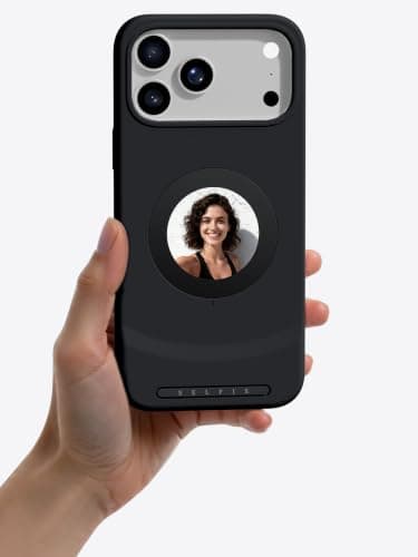 selfix Selfie Case for iPhone 17 Pro, Rear Camera Selfies with 1.6” AMOLED Touchscreen, MagSafe Compatible Phone Case with 2TB Expandable Storage & 45W USB-C Charging, Onyx Black