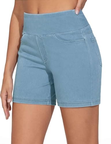 THE GYM PEOPLE Women's High Waisted Stretchy Jean Shorts Summer Skinny Denim Shorts with Pockets - Image 1