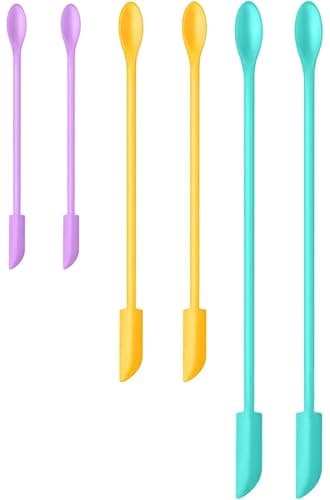 Silicone Spatula Set (6Pcs) - Mini Scraper Tool for Beauty & Food - Reach Every Last Drop, Multi-Size Spatulas for Makeup Jars, Lotion Bottles & Kitchen Containers (Color #2)