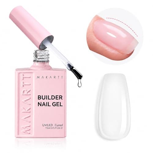 Makartt 8-in-1 Gel Nails Builder: 15ml Clear Builder in a Bottle for Nail Strengthen Rubber Base and Rhinestone Glue, UV Light Cured Gel Builder for Nails - Home User DIY Low Odor