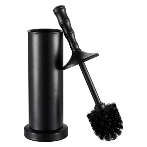 ROLABAM Toilet Bowl Brush and Holder Set, Rustproof Metal Toilet Cleaner Brush for Deep Cleaning, Heavy Freestanding Base with Splash Guard & Extended Handle, Space Saving Bathroom Accessory - Image 1