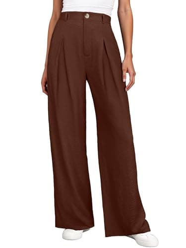 ANRABESS Women Wide Leg Dress Pants 2026 Summer High Waisted Business Casual Work Trousers Dressy Office Palazzo Pants Slacks Coffee Small - Image 1