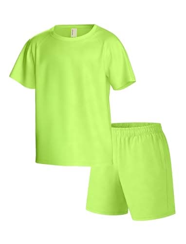PATPAT Boys Summer Outfits Size 5-6 Years, Yellow T Shirts And Shorts With Pockets, Crew Neck Short Sleeve Tees Stretch Shorts 2 Piece Outfits Boys Short Sets - Image 1