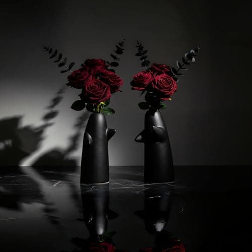 for Him – Embrace Ceramic Vase Set of 2, Black Hugging Design Flower Vase, Minimalist Romantic Home Decor for Anniversary & Love Gifts - Image 1
