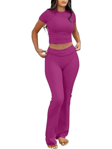 ANRABESS 2 Piece Lounge sets for Women Hot Pink XXL - Image 1
