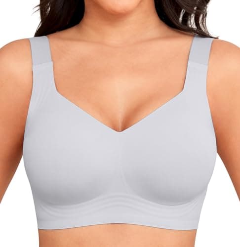 Xcutting Soft Sleep Wirefree Bras for Women Full Coverage No Underwire Wireless Bras Comfortable Sports Bras for Sagging Breasts Padded Plus Size Bra (Grey,Large) - Image 1
