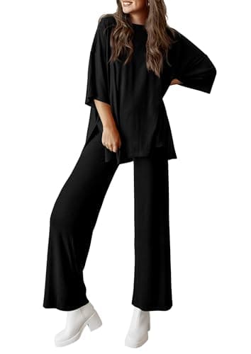 PRETTYGARDEN Two Piece Sets For Women Summer Fashion Lounge Matching Set 2025 Travel Vacation Airport Outfits Clothing (Black,Small) - Image 1