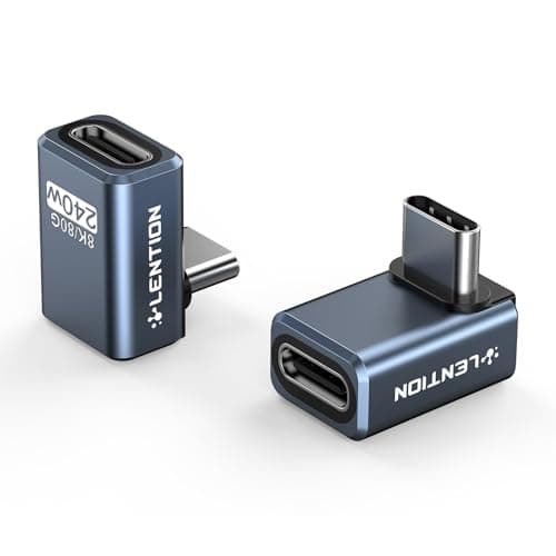 LENTION 240W Right Angle USB C 90 Degree adapter, 80Gbps 8K@60Hz USB C Extension Adapter Compatible with MacBook Pro/Neo/Air, Thunderbolt 5/4/3, iPhone 17/16/15 Pro Max, VR, Camera, Steam Deck(2 Pack) - Image 1