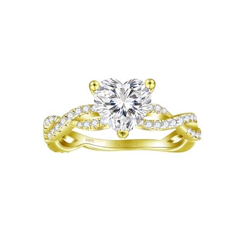 2CT Heart Moissanite Solitaire Engagement Ring for Women Promise Ring 4.5